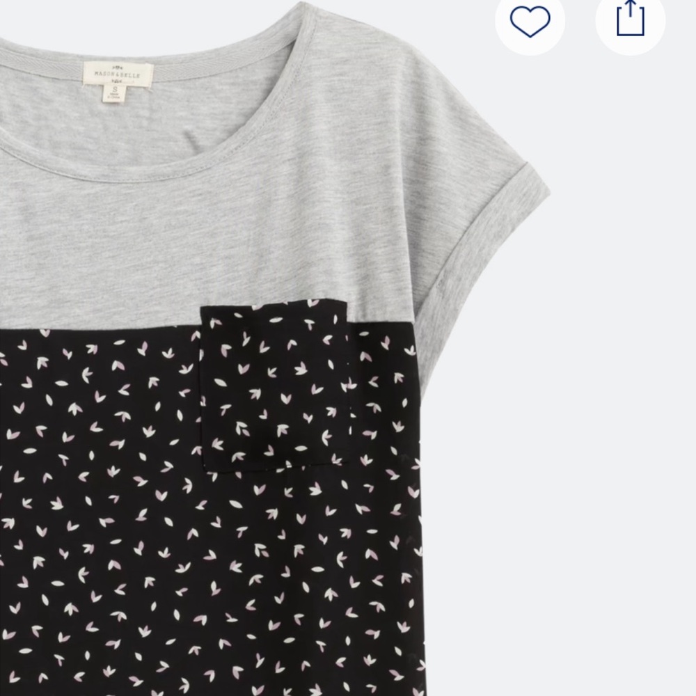 EUC! Mason & Belle Kinglake Gray and Black Mixed Material Short Sleeve Top - XL - Picture 2 of 7